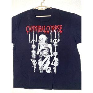 Cannibal Corpse Black Graphic Band T-Shirt With Skeleton & Candelabra Design  XL